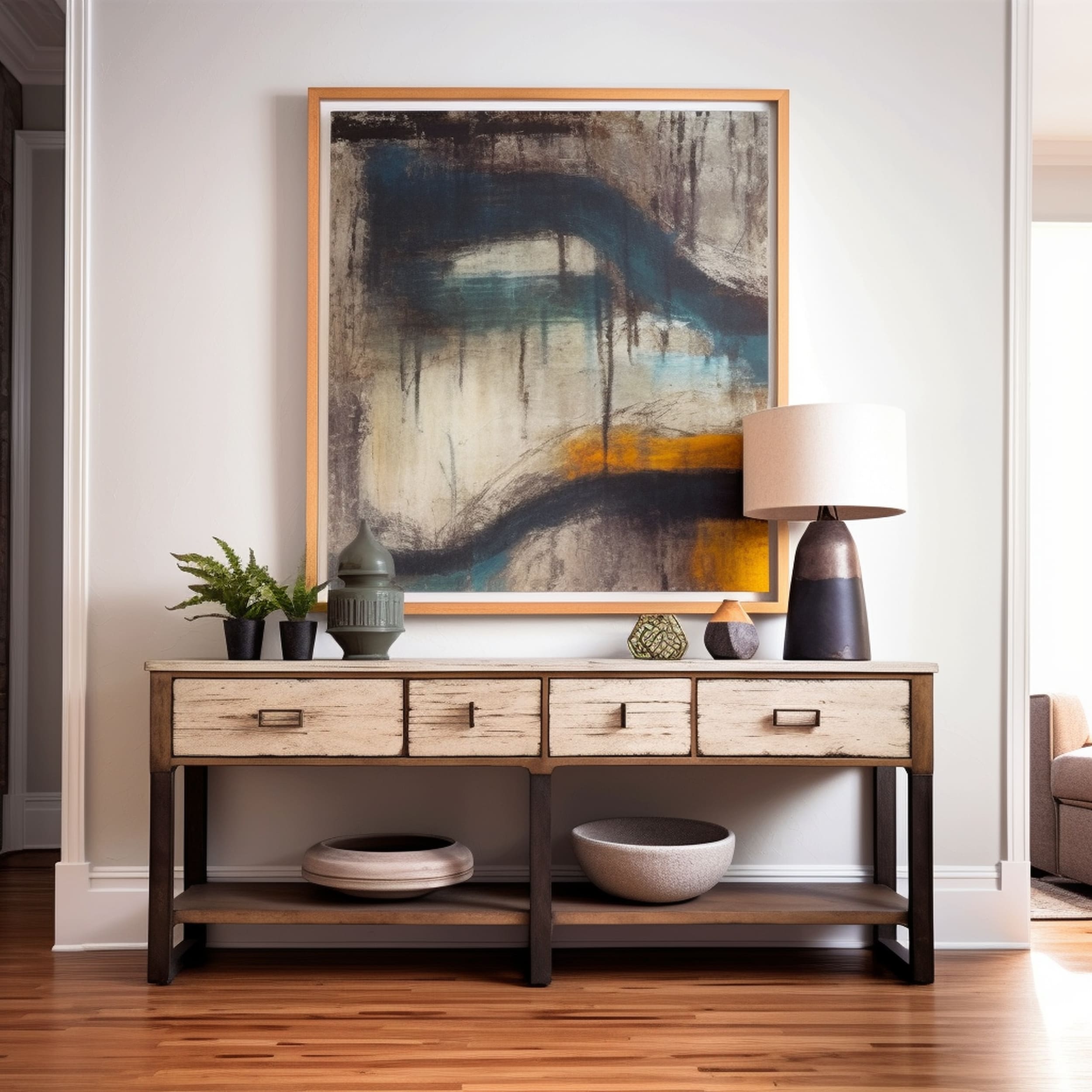 Stylish Rustic Console Table Vignette