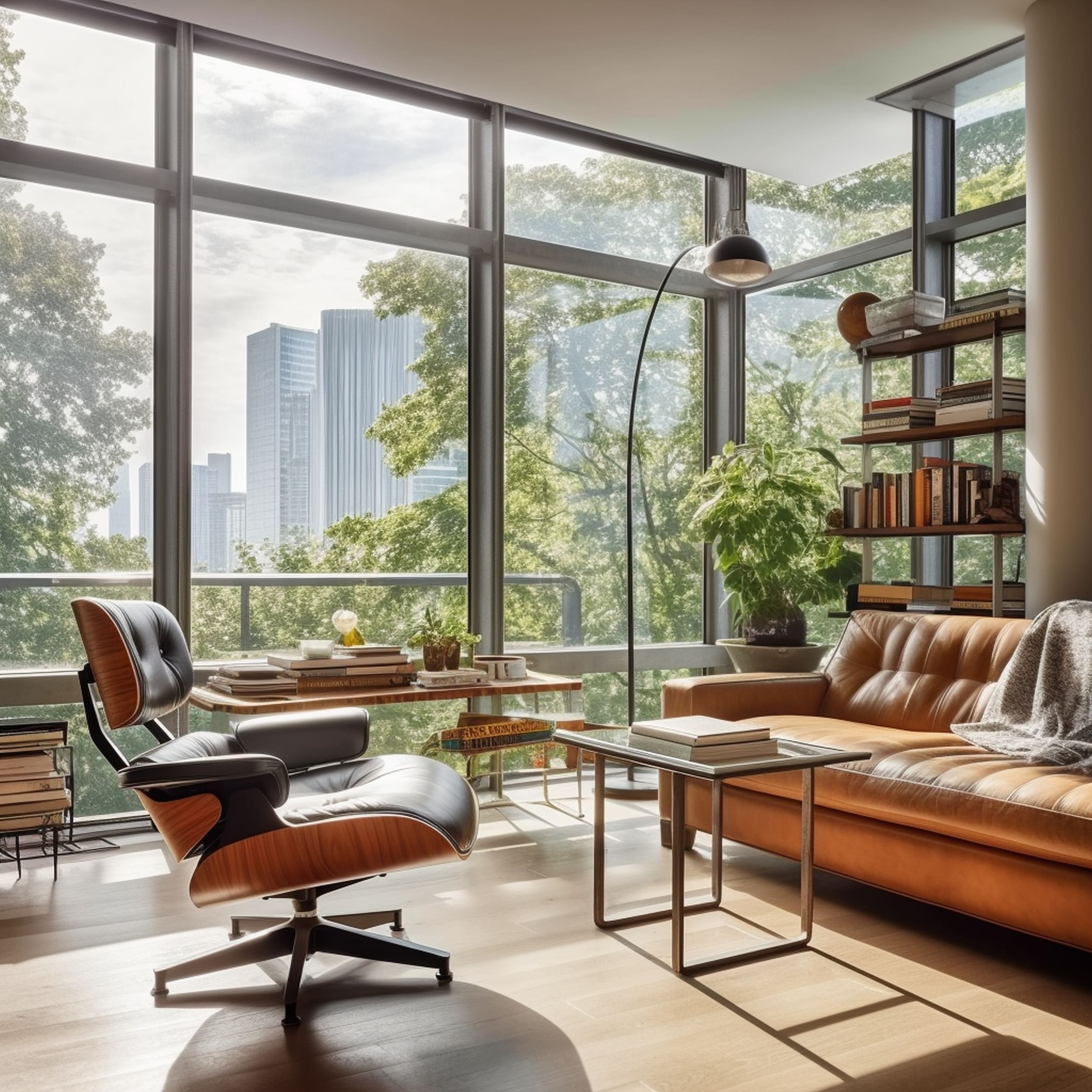 Modern Living Room With Large Windows