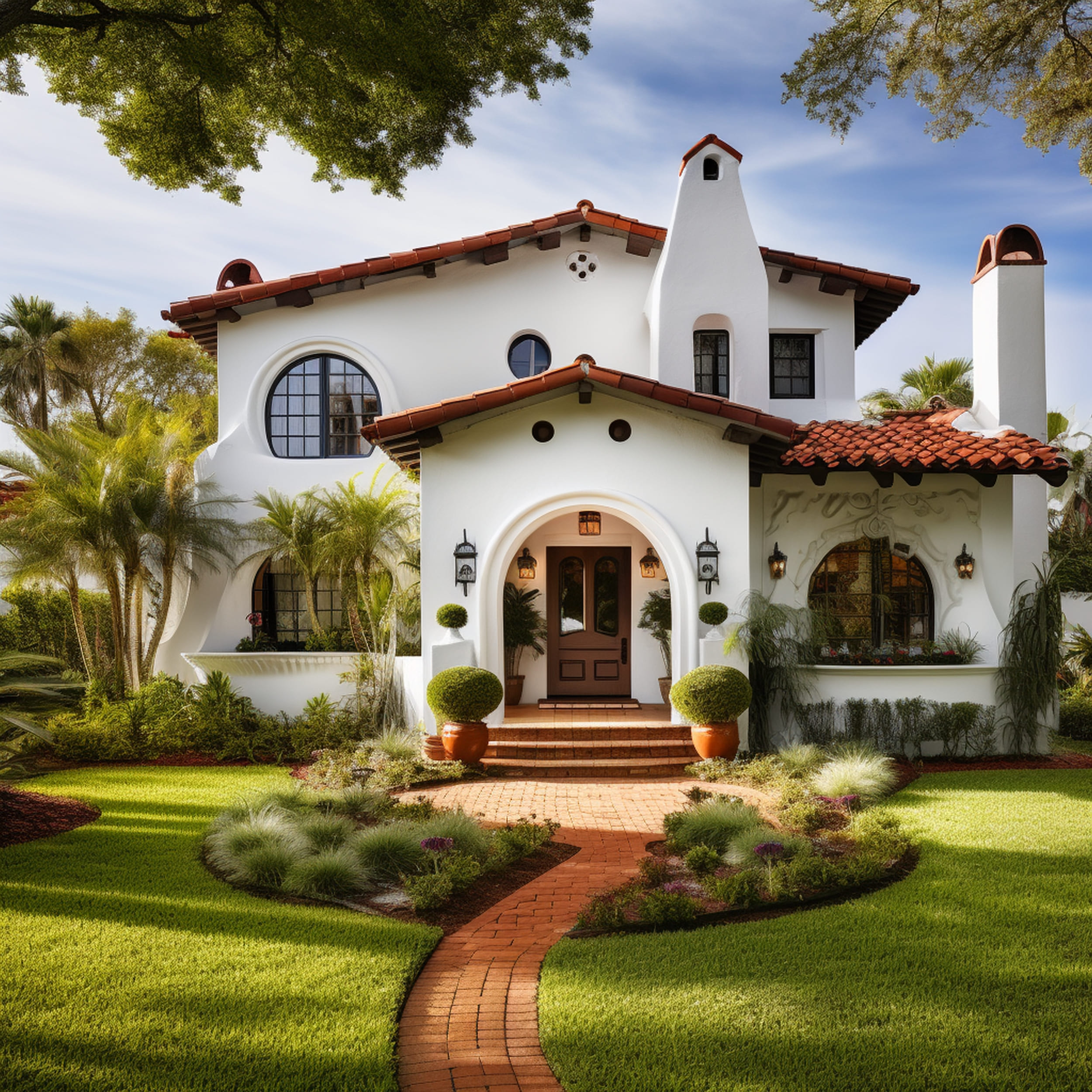 White Mediterranean Style House With a Terracotta Red Roof