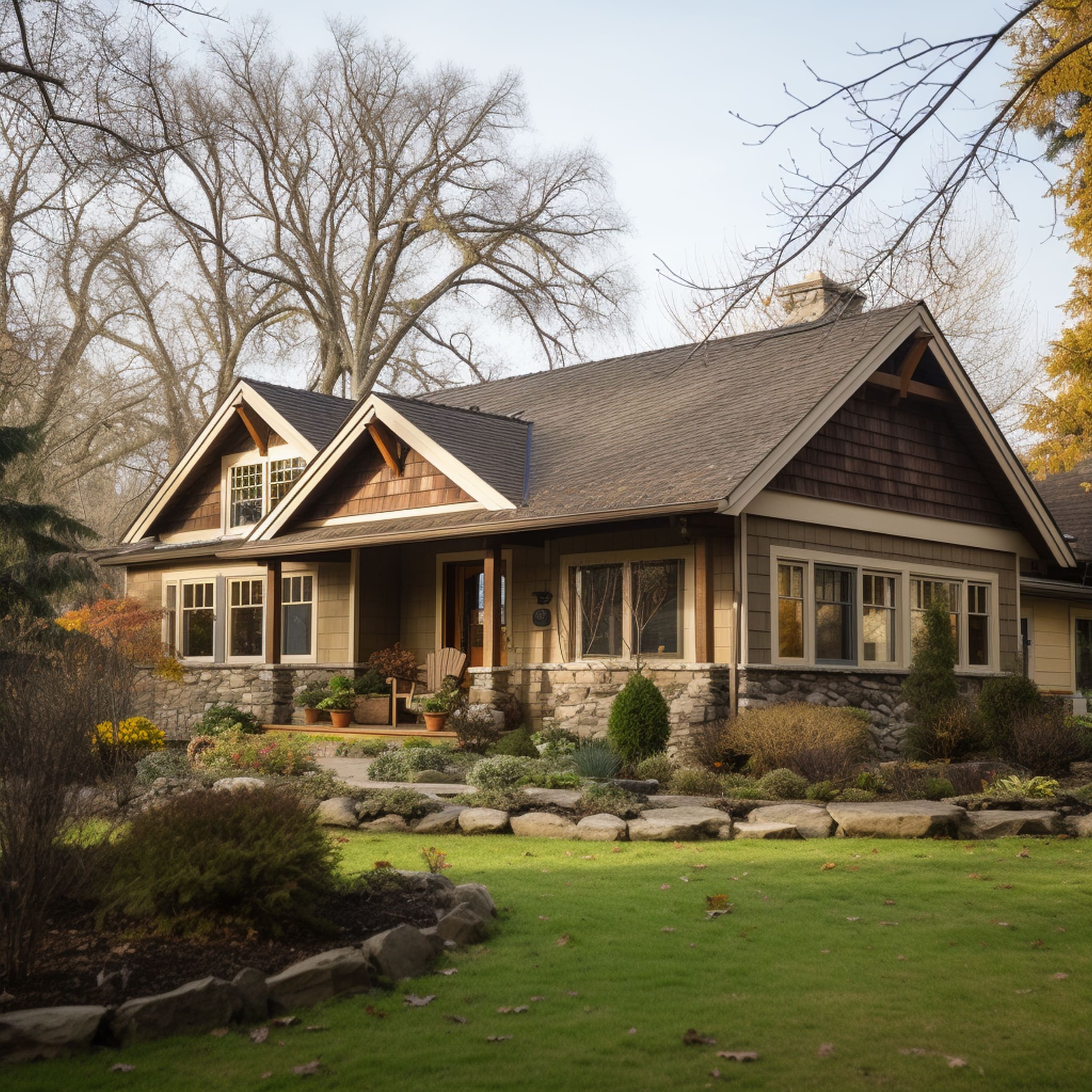 Mushroom Brown Ranch House in a Rustic Design
