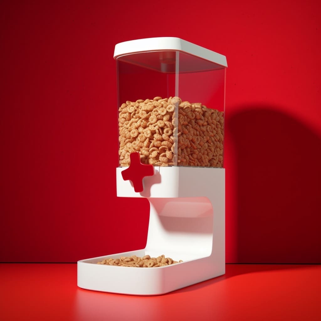 Cereal Dispenser on a Red Background