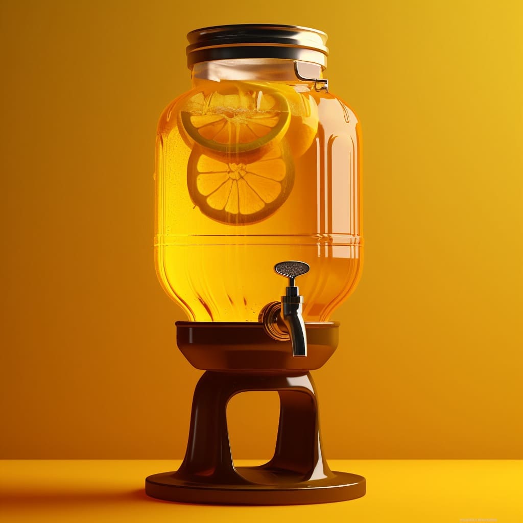 Beverage Dispenser on a Yellow Background