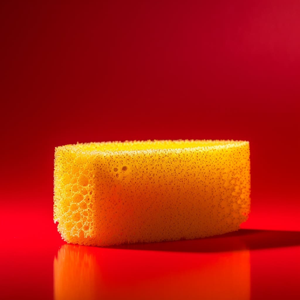 Yellow Sponge on a Red Background