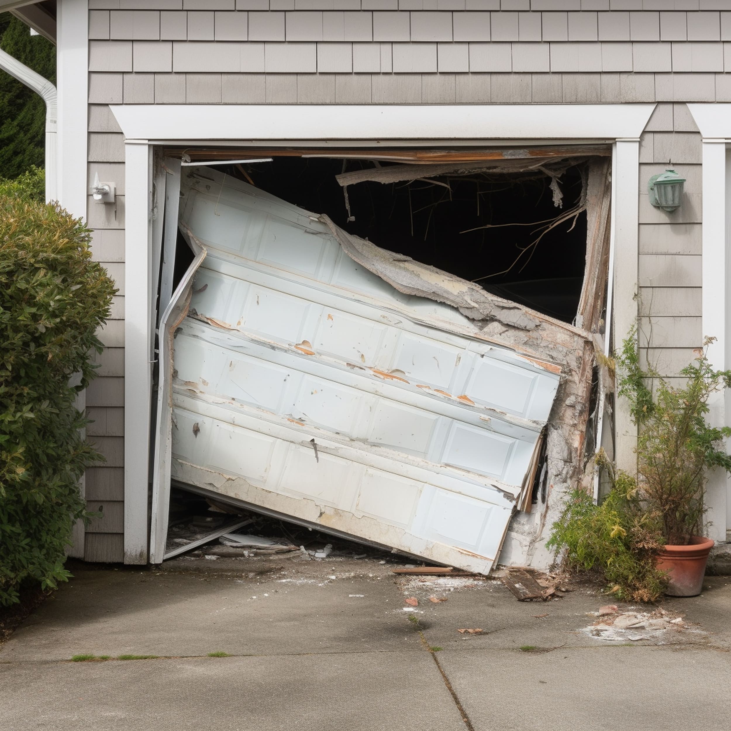 A Damaged Garage Door