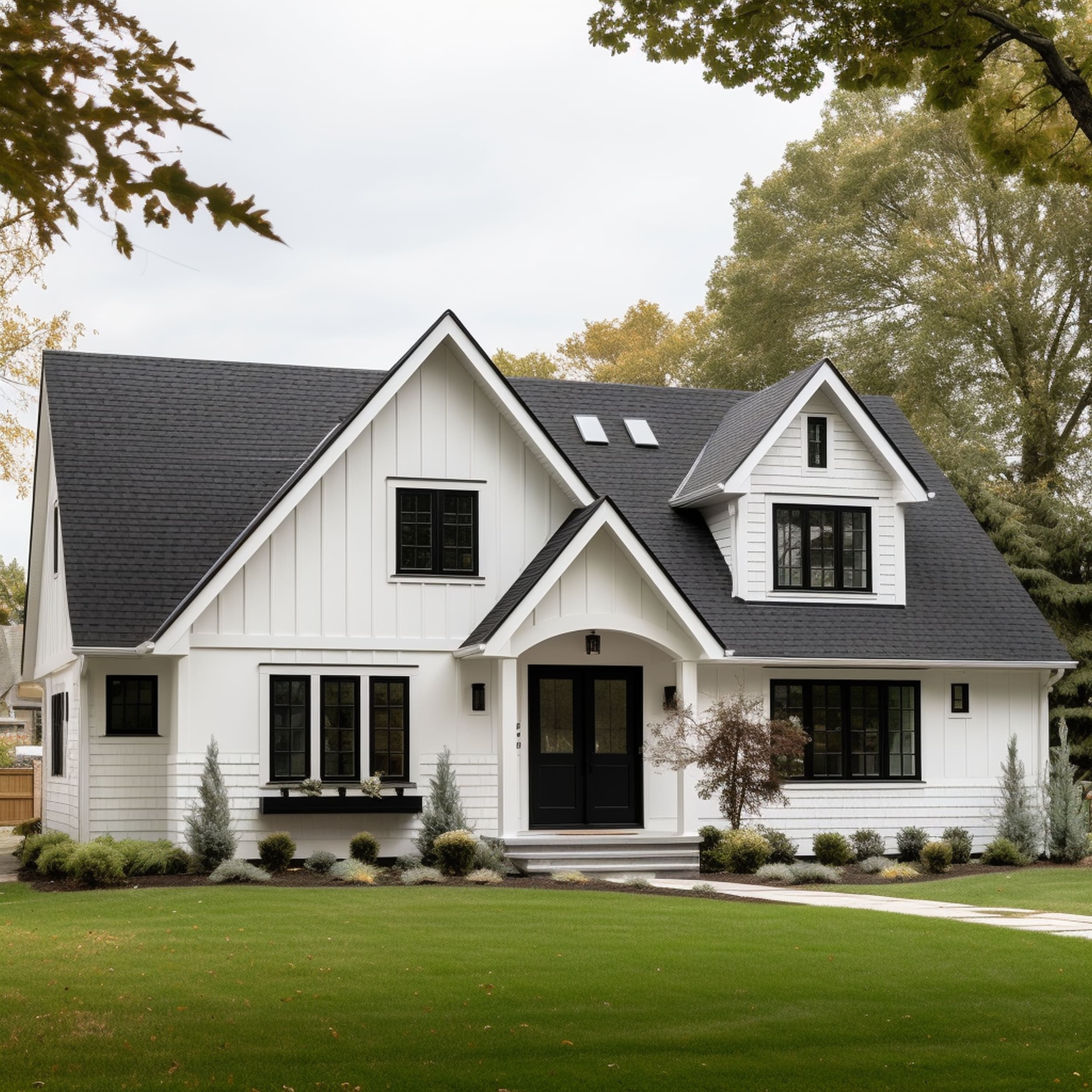 A House With a Gable Roof and a Gray Roof