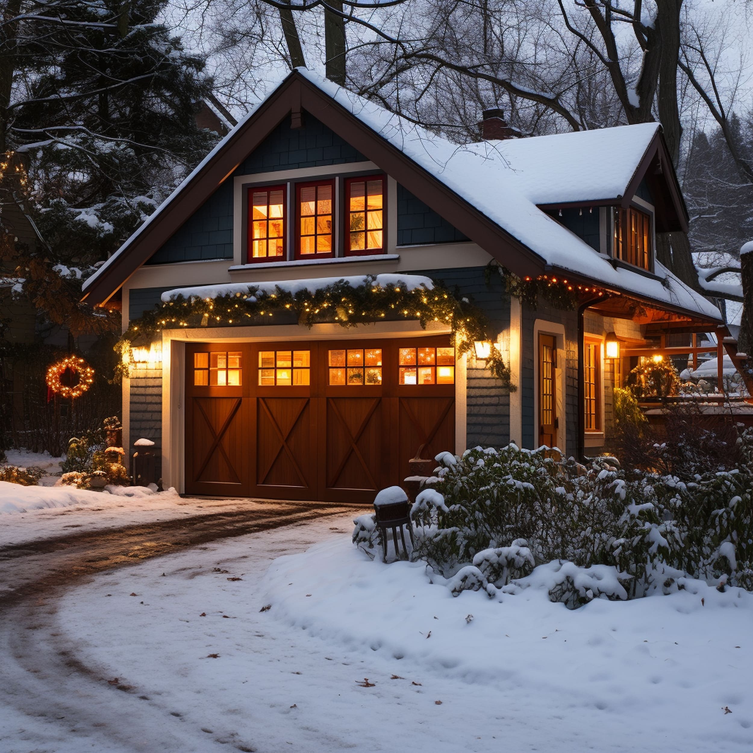 A Detached Garage During Christmas