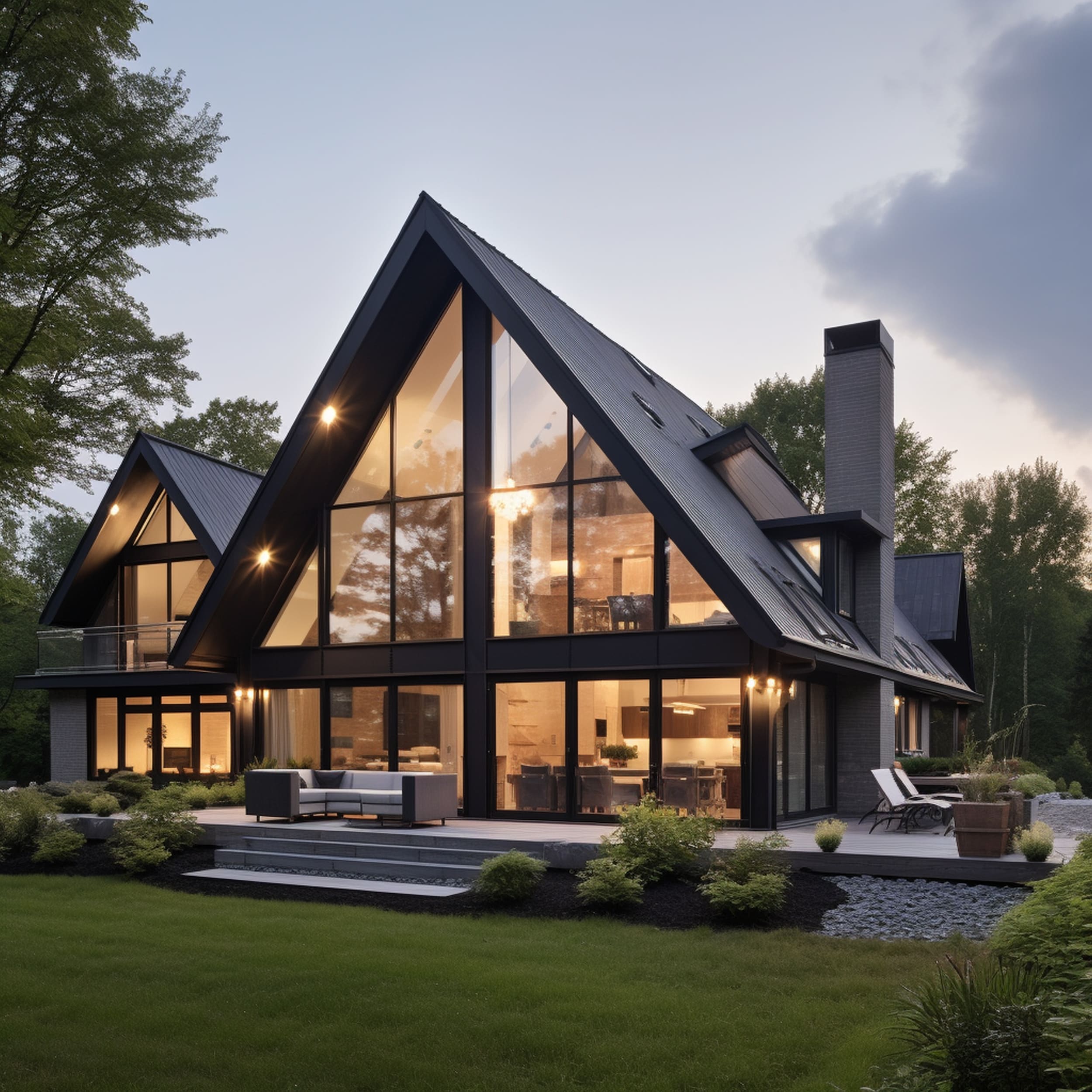 A Black Scandinavian House With a Gable Roof