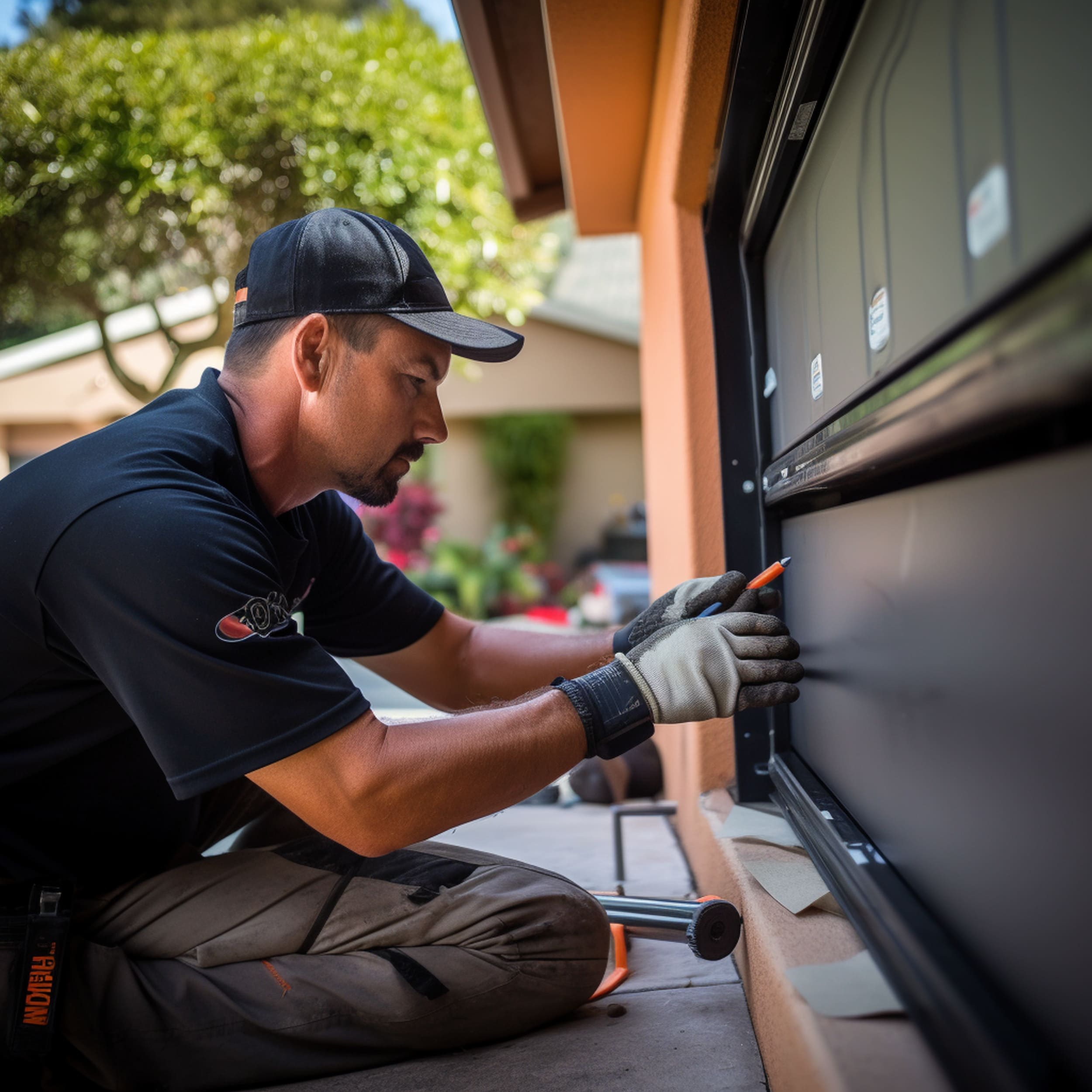 A Repairman Fixing a Damaged Garage Door