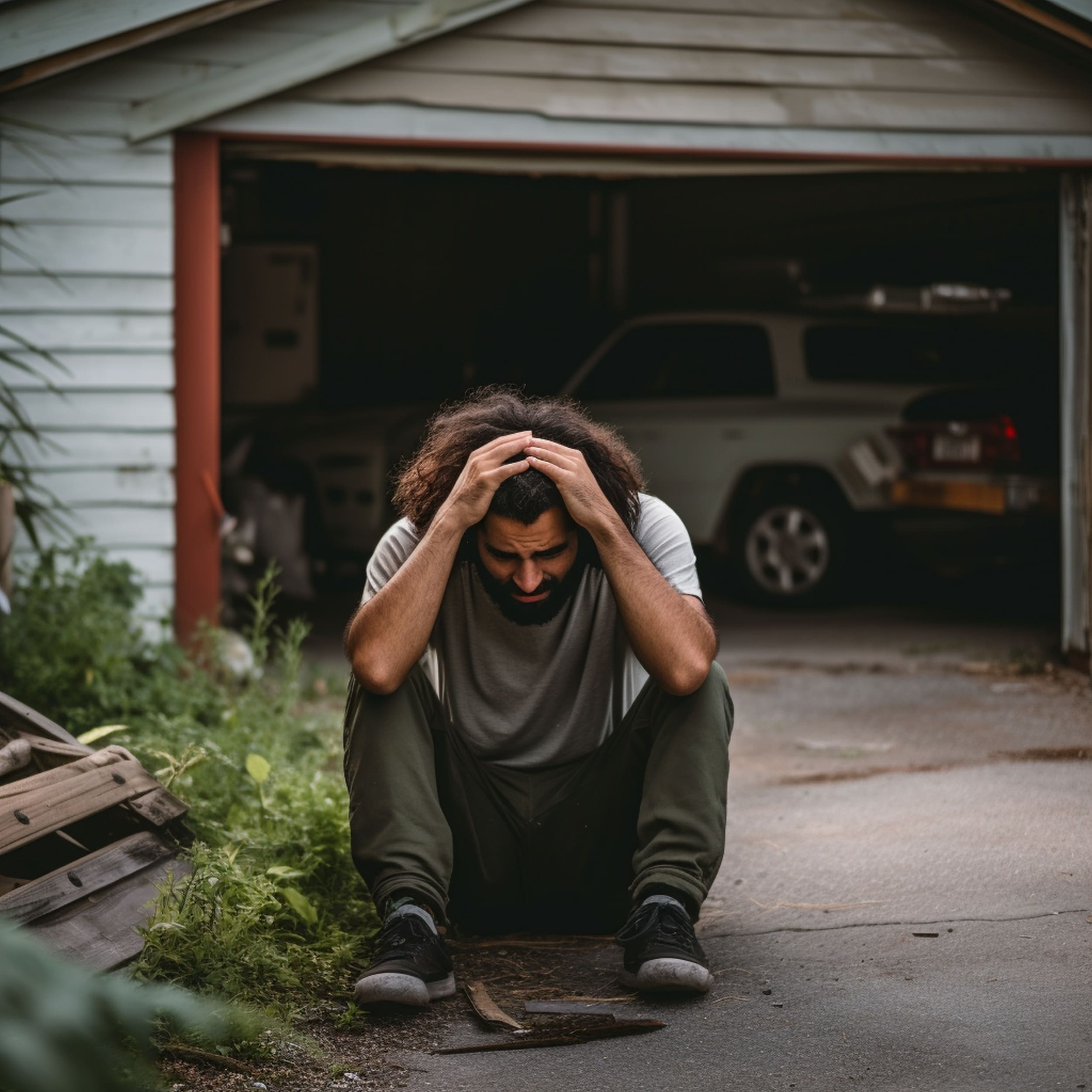 A Man Trying to Figure Out What to Do About His Damaged Garage Door