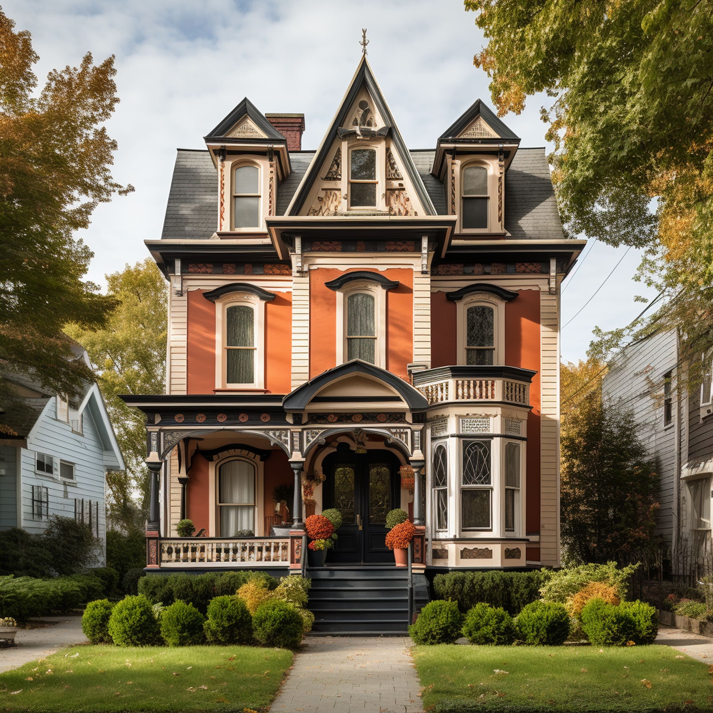 A Victorian Style House With a Mansard Roof