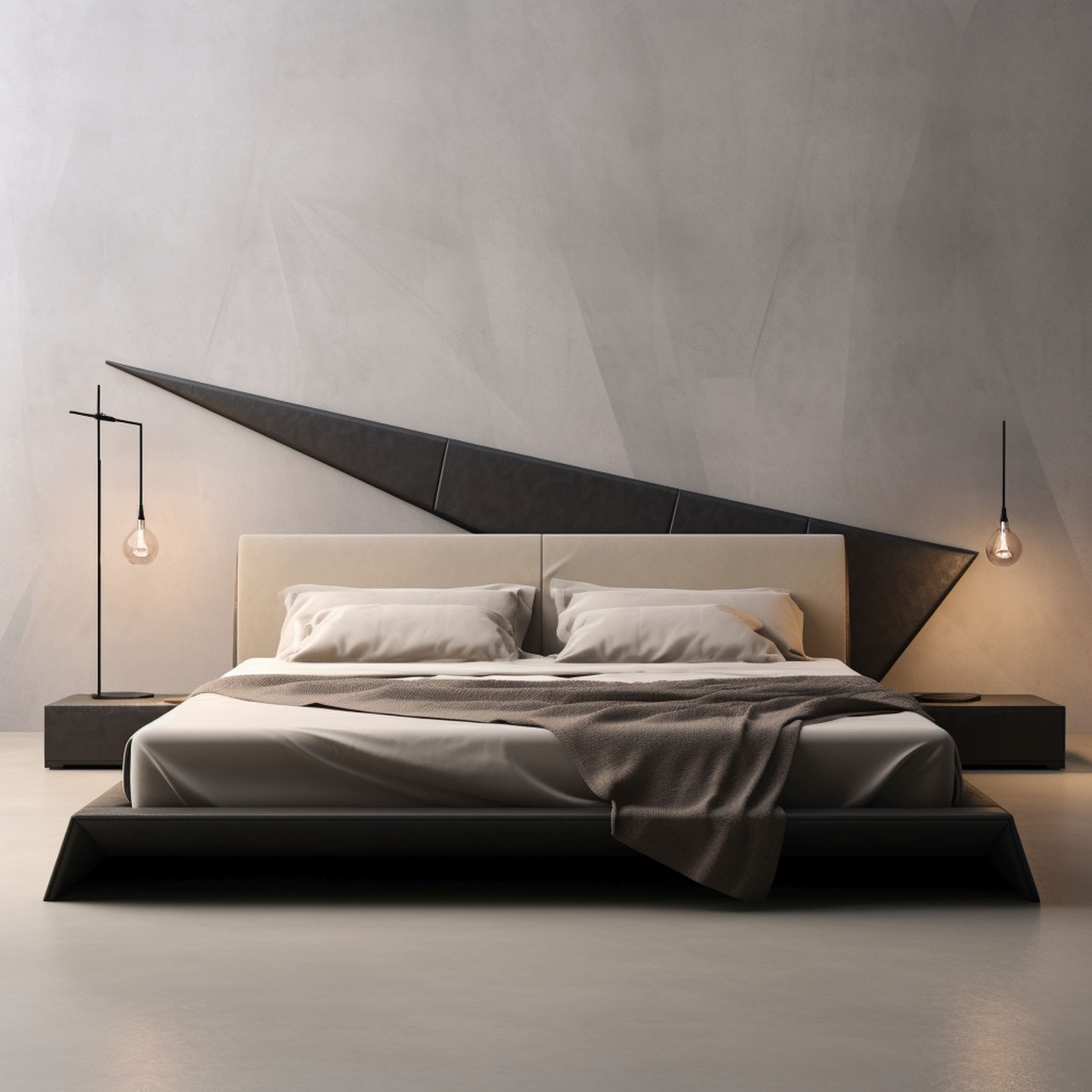 A Minimalist Masculine Bedroom Designed in Different Tones of Gray