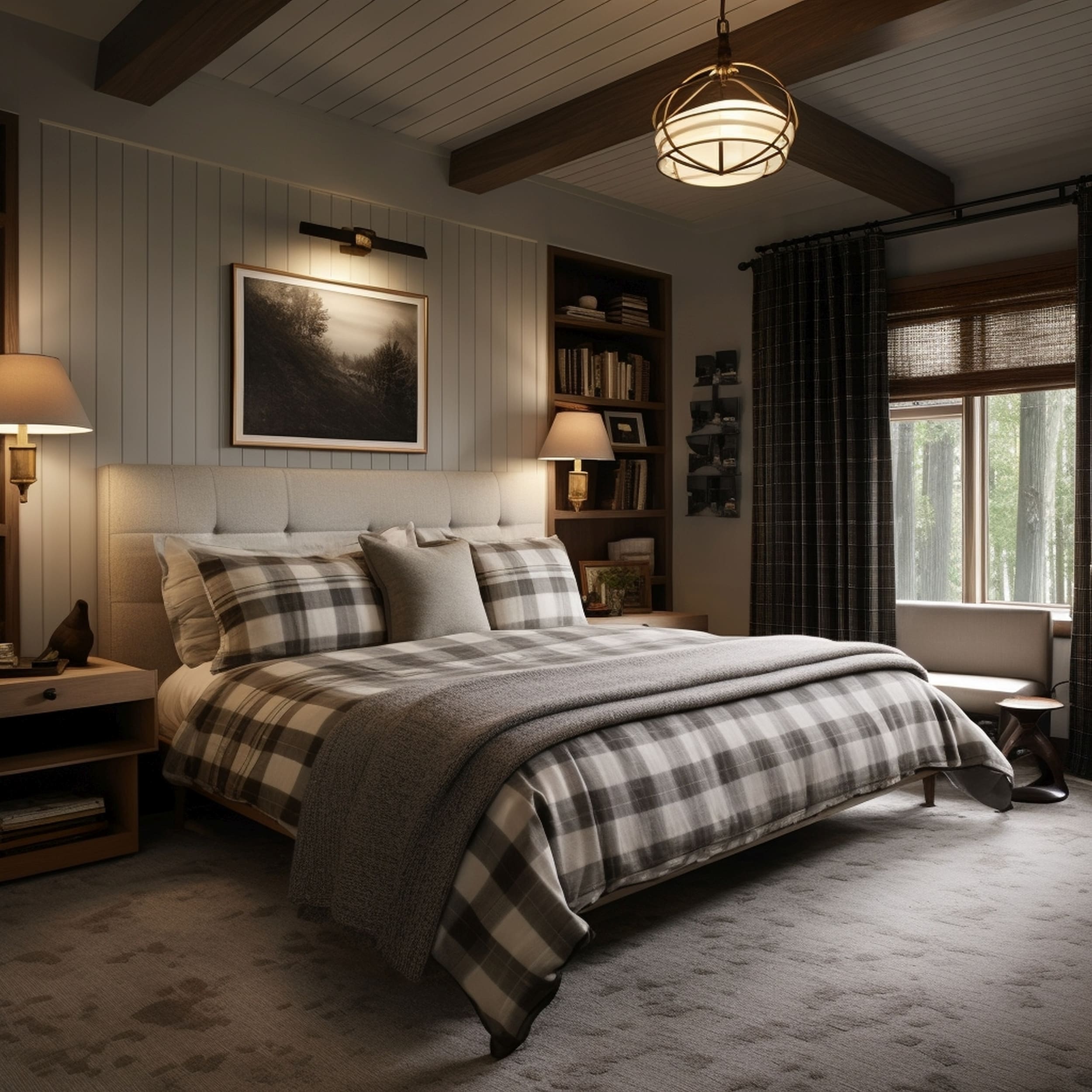 A Charming Masculine Bedroom With an Elegant Cottage Vibe