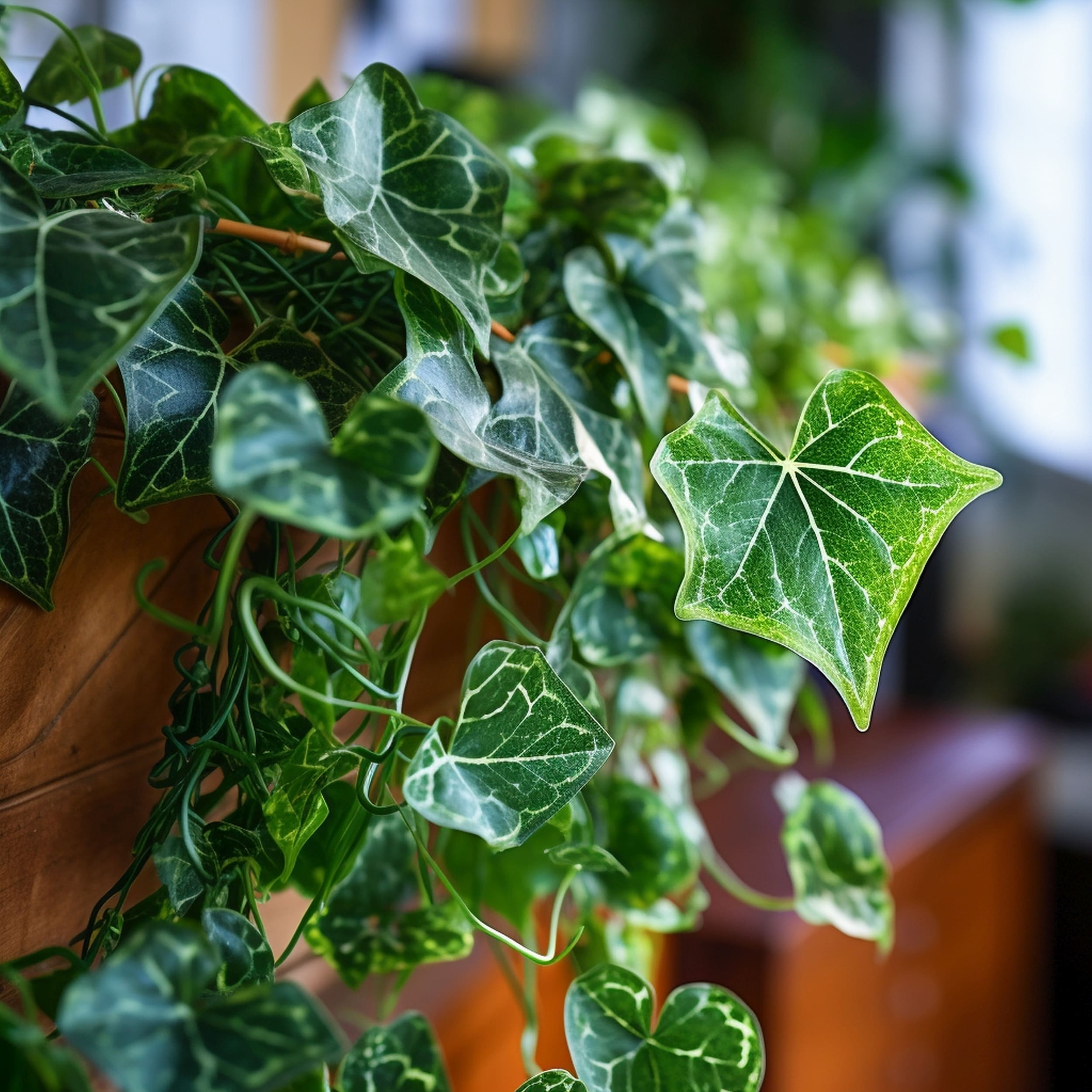 Close Up of the Variegated Leaves of an English Ivy Plant