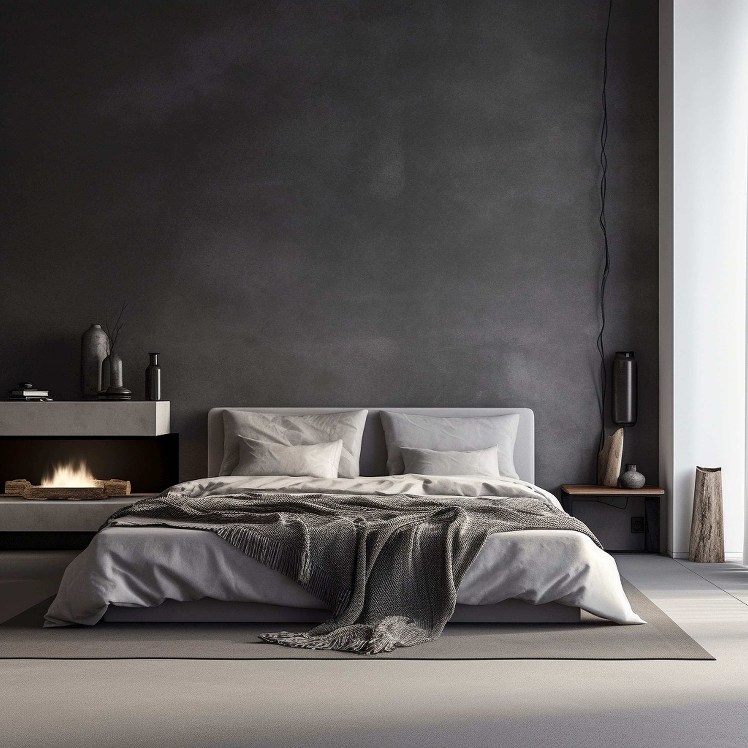 A Masculine Gray Bedroom With a Minimalist and Sophisticated Vibe