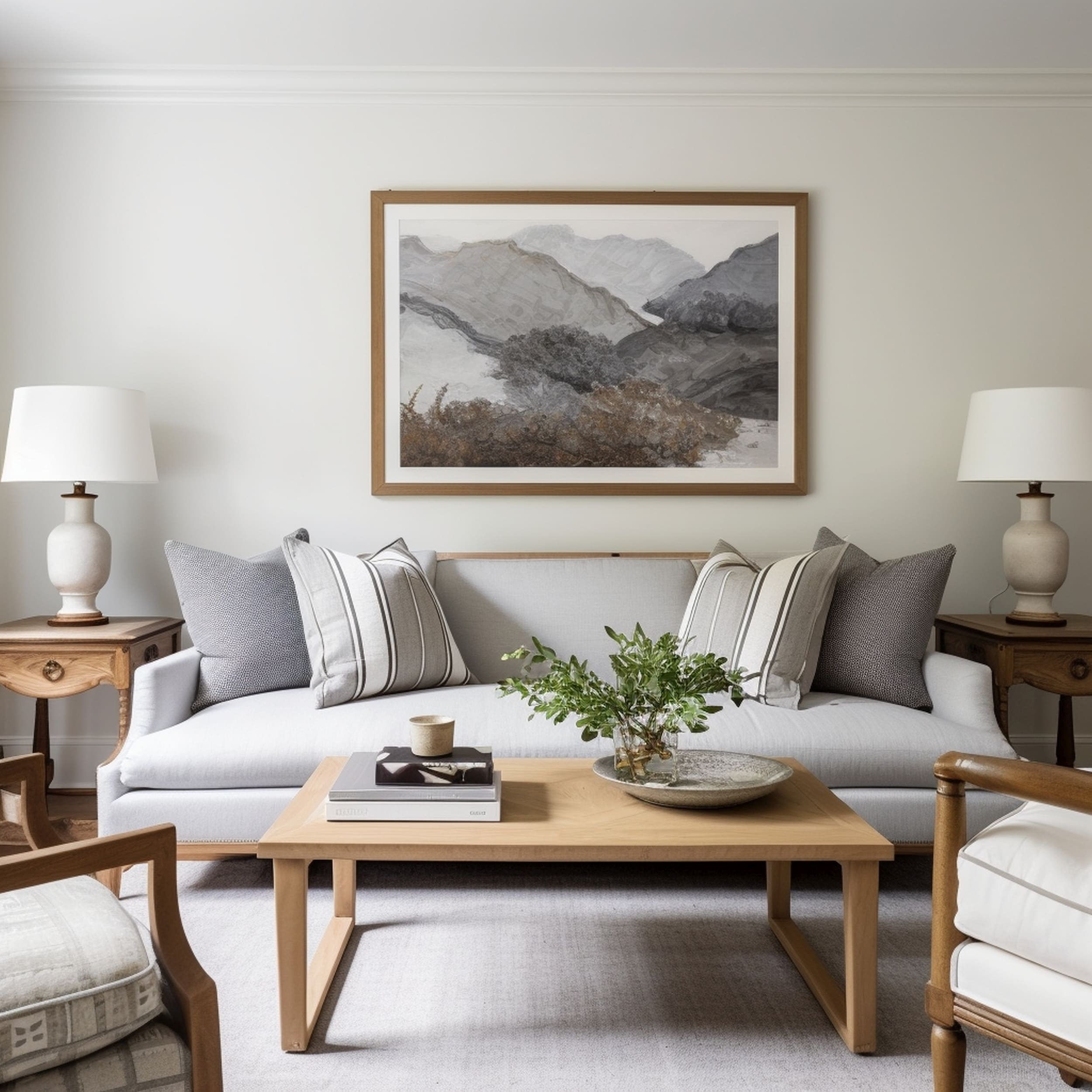 Gray Couch With Gray Throw Pillows and Traditional Furniture