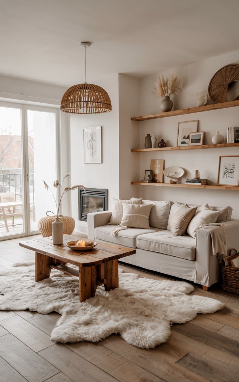 Minimalist Scandinavian Living Room with Cozy Hygge Elements