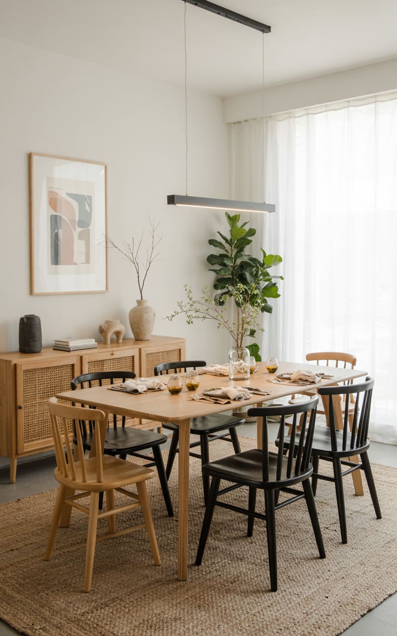 Scandinavian Dining Room with Modern Farmhouse Touches