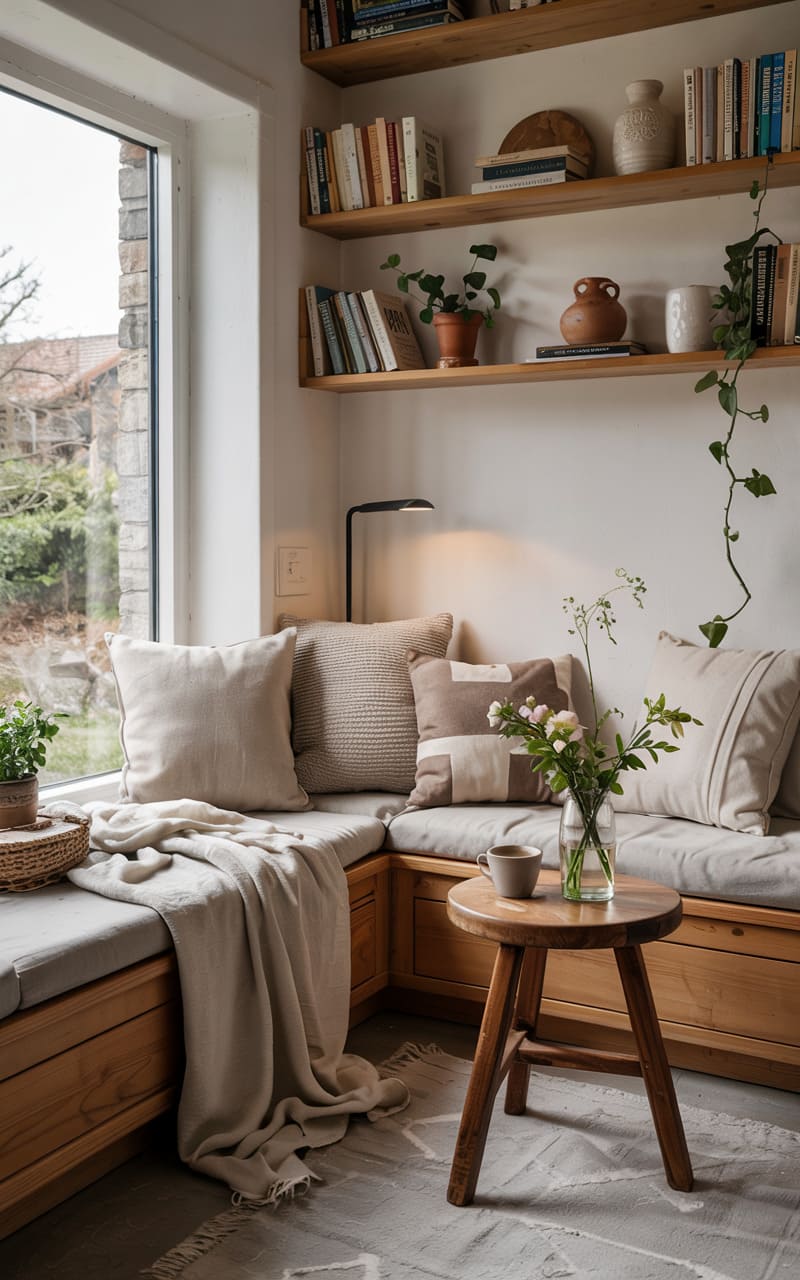 Cozy Scandinavian Reading Nook with Nordic Textiles
