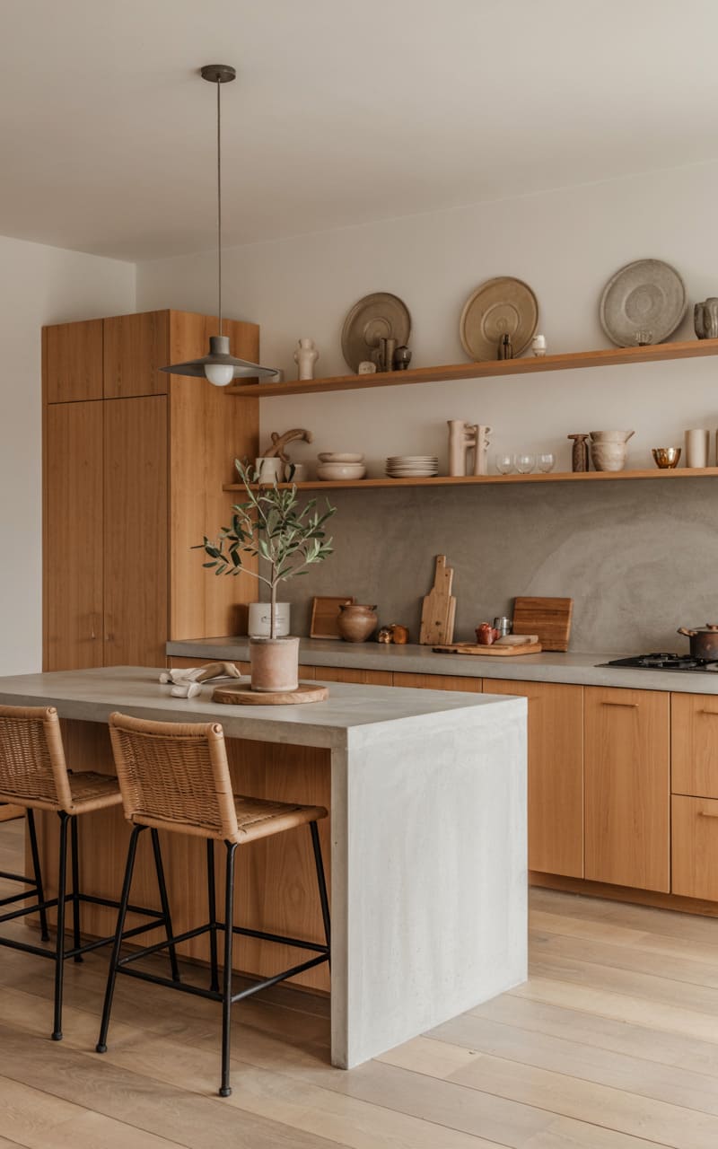 Scandinavian Kitchen with Wood and Concrete Elements
