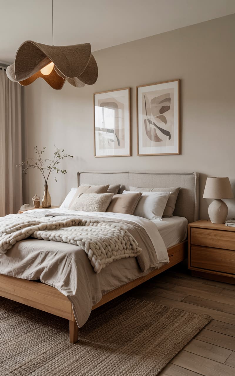 Cozy Scandinavian Bedroom with Wool and Felt Accents