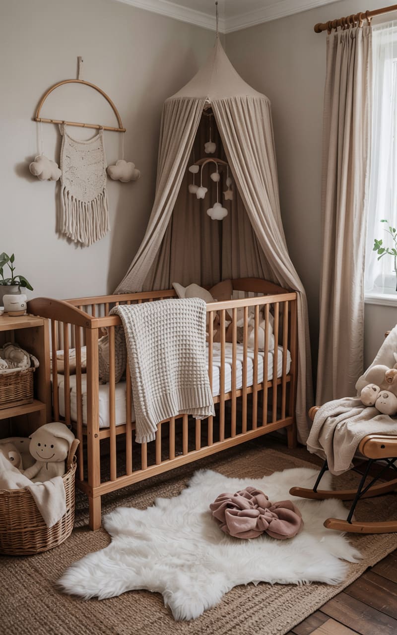 Scandinavian Nursery with Organic Cotton and Wool Textiles