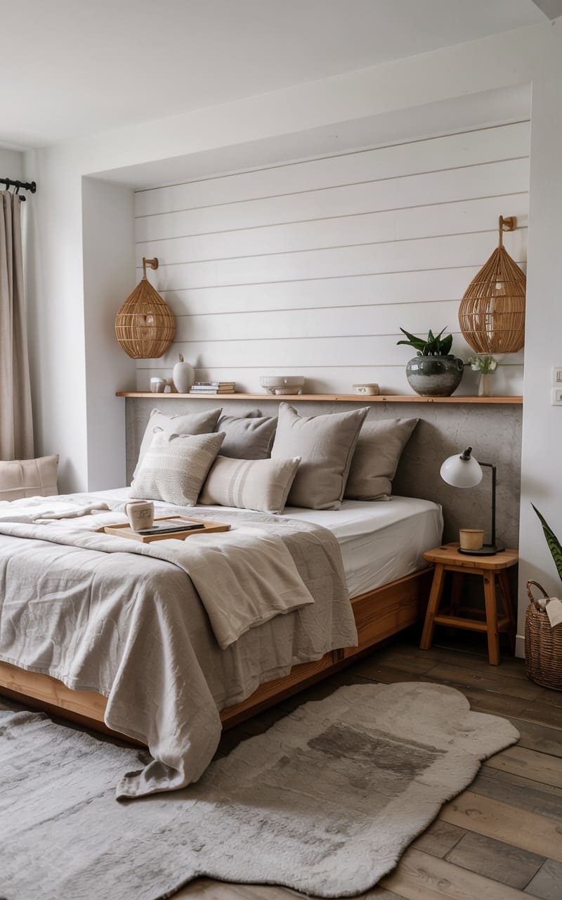 Bedroom with a Built-In Window Seat and Soft Textures