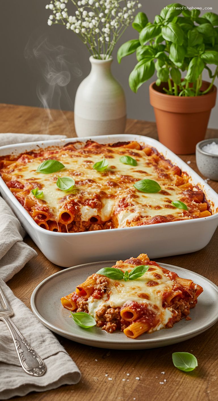 Baked Ziti with Italian Sausage and Ricotta