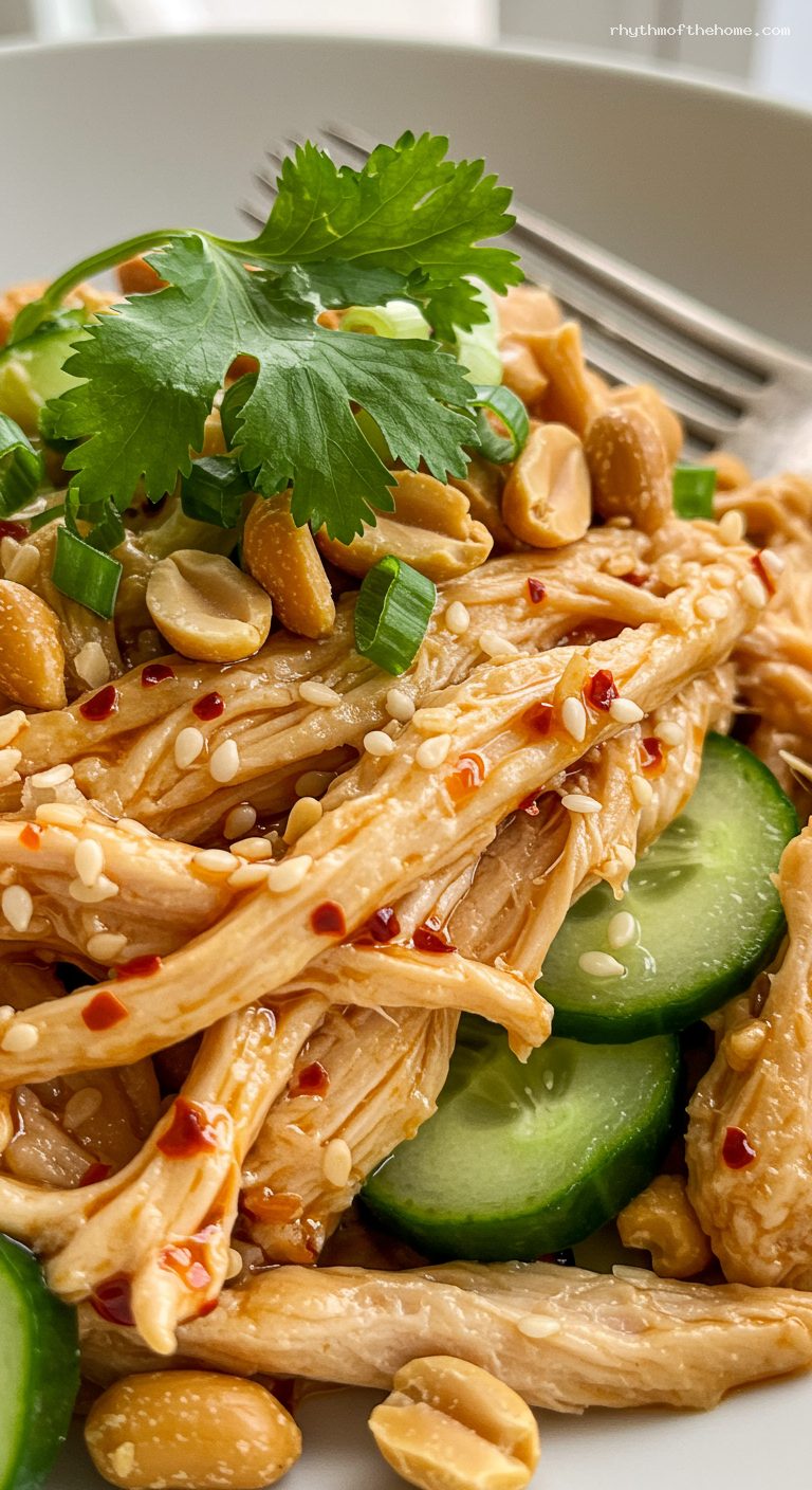 Bang Bang Chicken with Creamy Sesame-Chili Sauce – Closeup