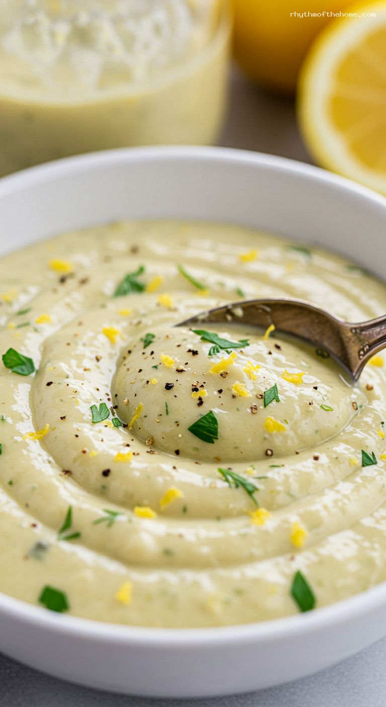 Bright Lemon-Herb Tahini Sauce – Closeup