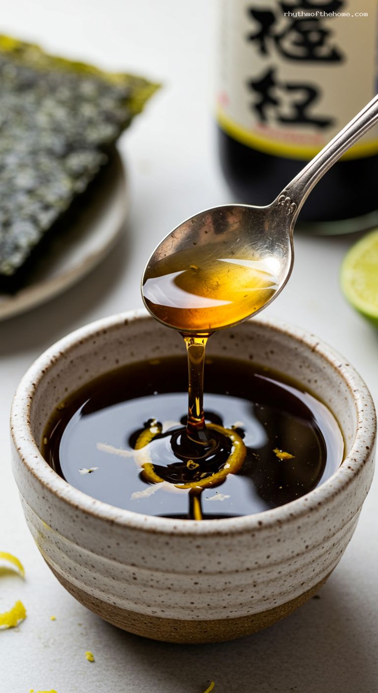 Bright Ponzu Citrus-Soy Dipping Sauce – Closeup