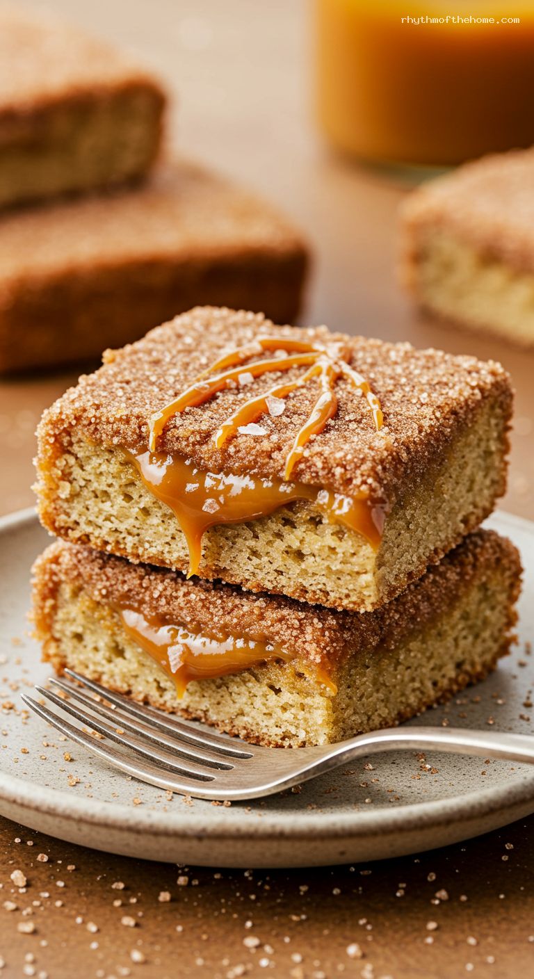 Brown Butter Churro Blondies with Dulce de Leche – Closeup