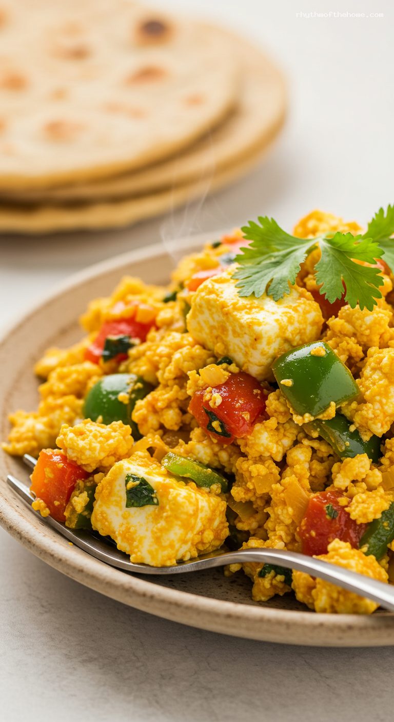 Butter Paneer Bhurji for Paratha Rolls – Closeup