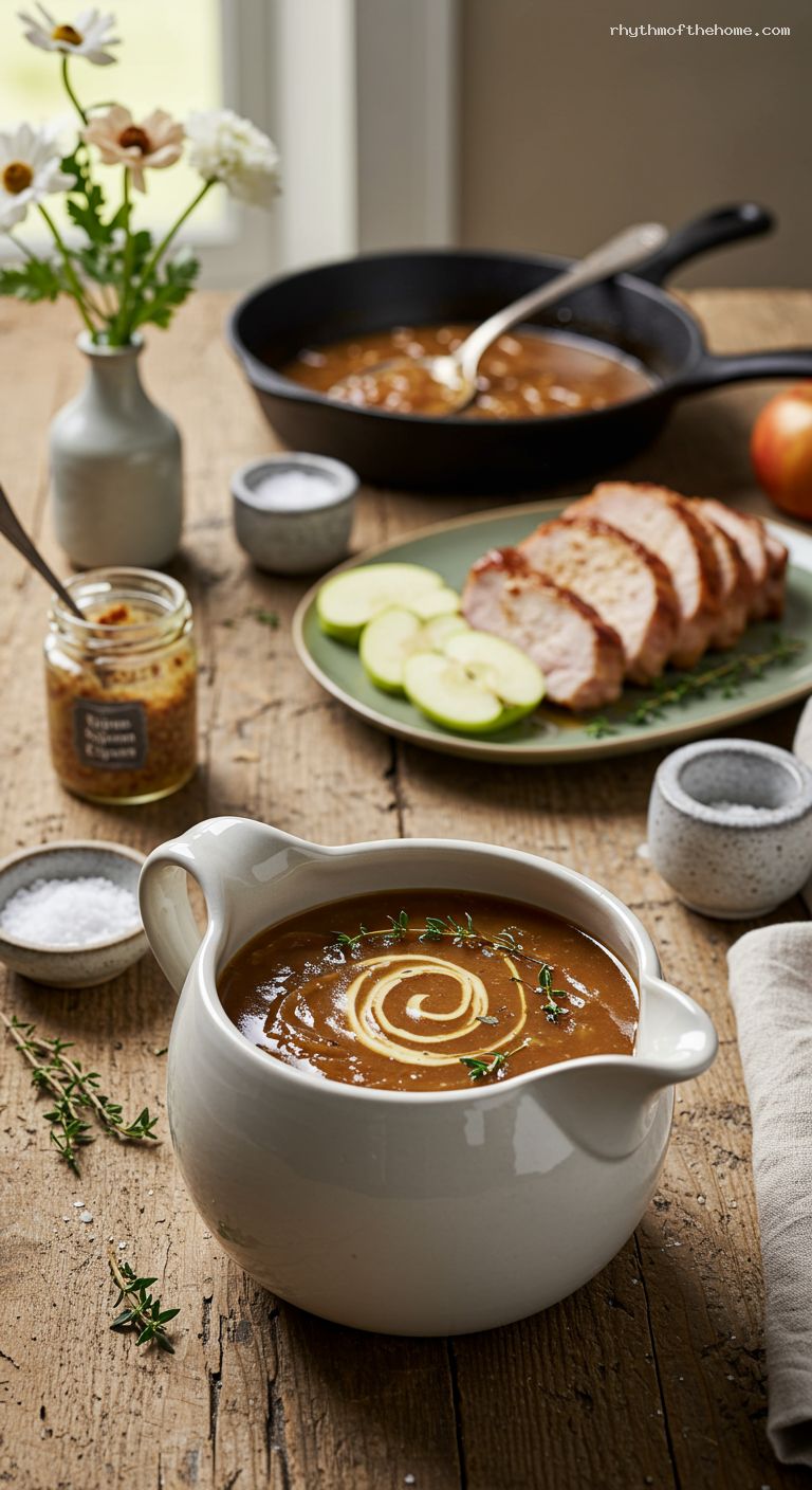 Caramelized Onion Cider-Dijon Pan Gravy