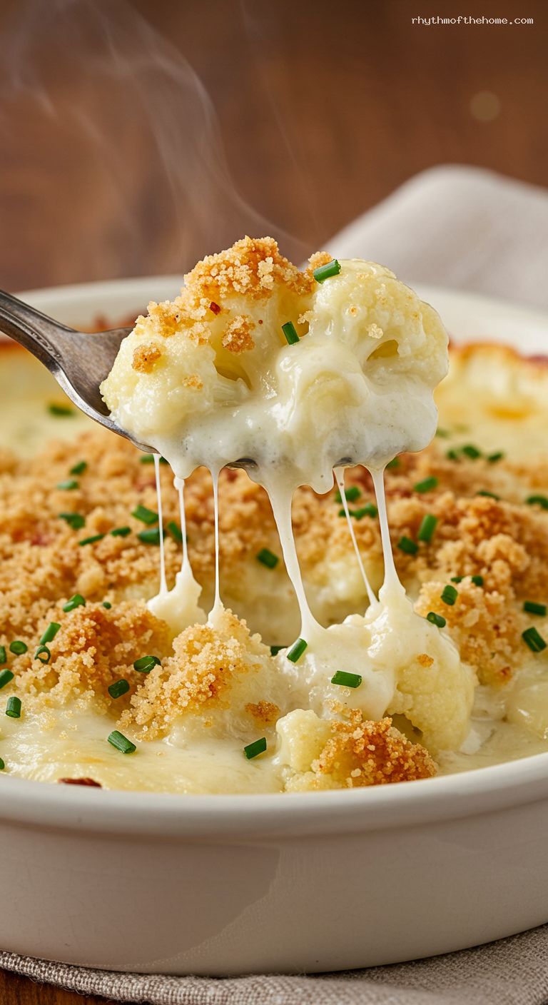 Cauliflower Gratin with Nutmeg Béchamel and Gruyère – Closeup