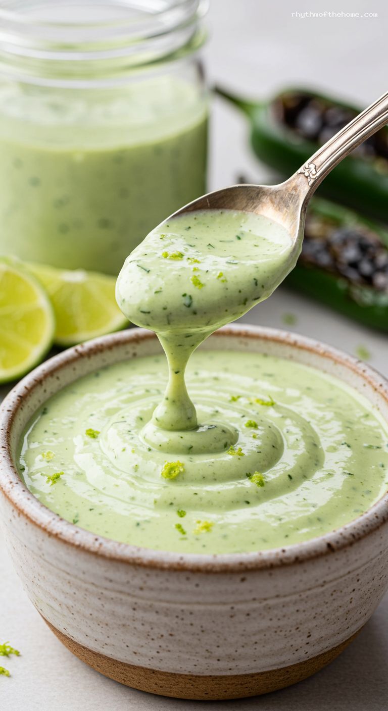 Charred Jalapeño-Cilantro Ranch Sauce – Closeup