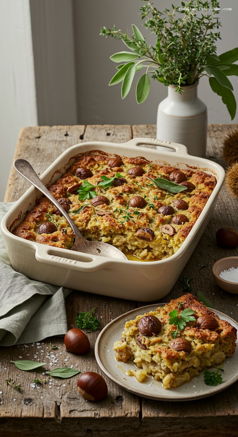 Chestnut Herb Bread Stuffing with Sage and Thyme