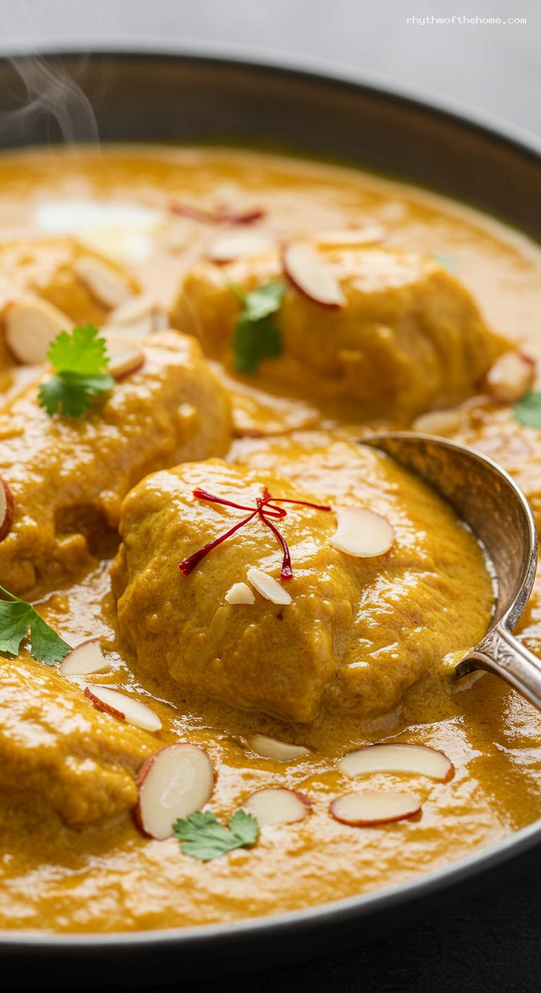 Chicken Korma in Silky Cashew-Yogurt Gravy – Closeup