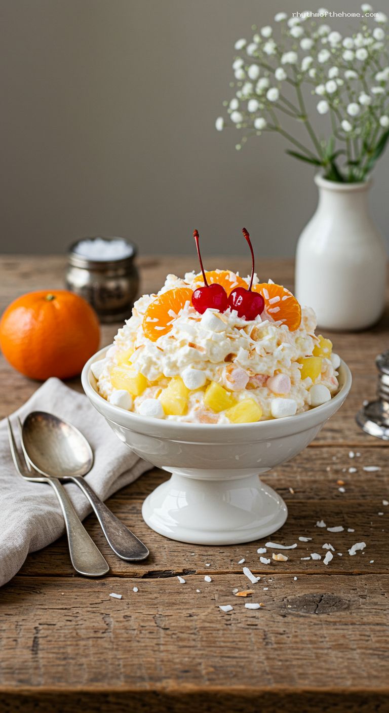 Classic Ambrosia Salad with Mandarin Oranges and Pineapple