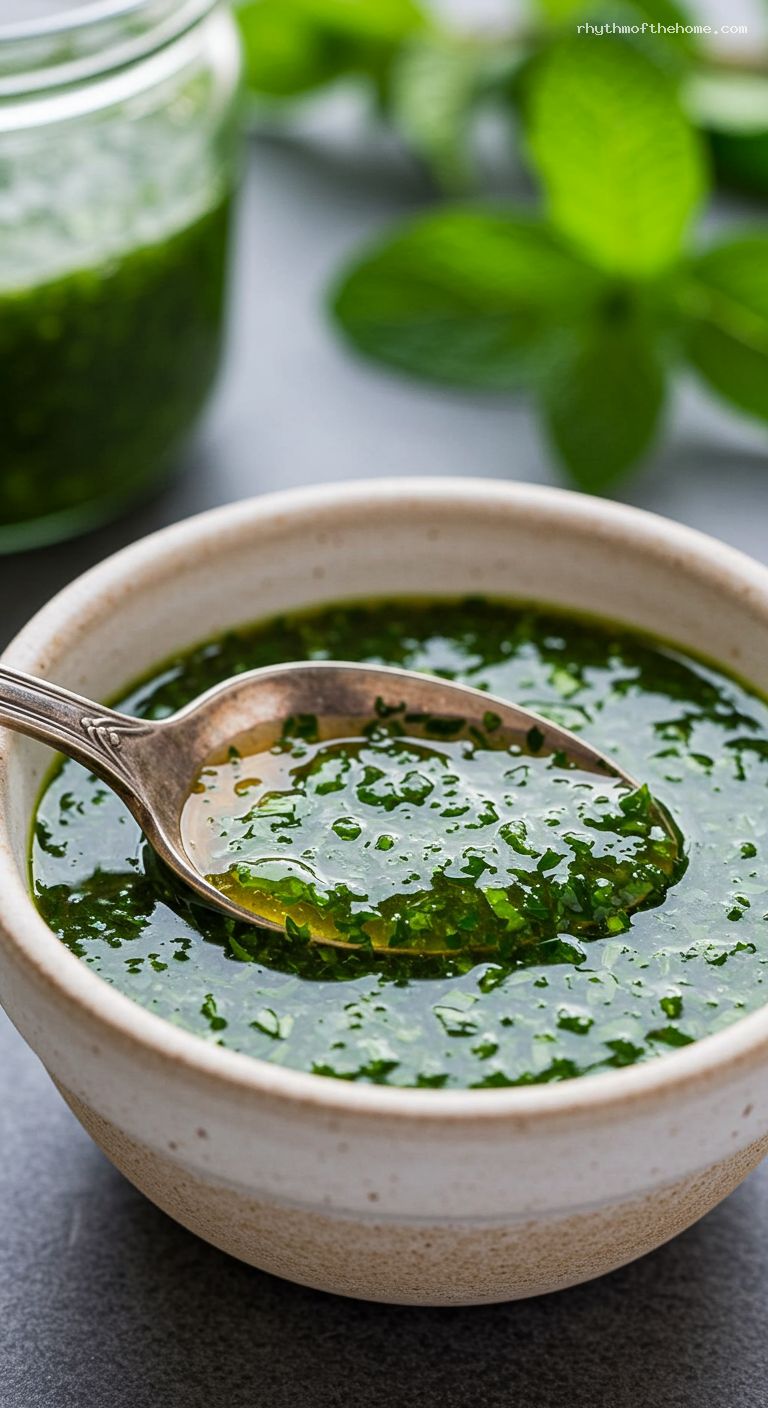 Classic British Mint Sauce for Roast Dinners – Closeup