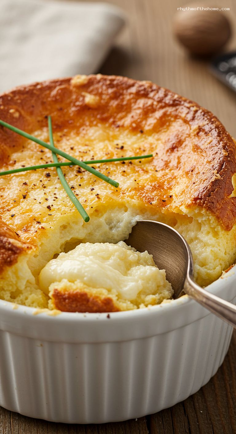 Classic Gruyère Soufflé with Nutmeg – Closeup
