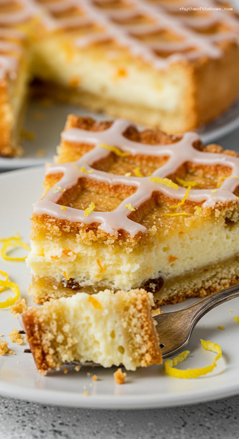 Classic Kraków Sernik: Lattice-Topped Twaróg Cheesecake – Closeup