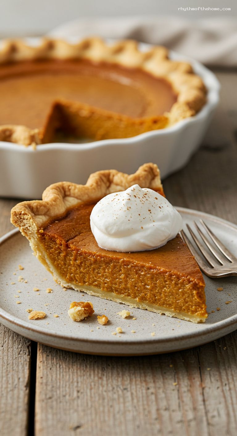 Classic Spiced Pumpkin Pie with Tender Crust – Closeup