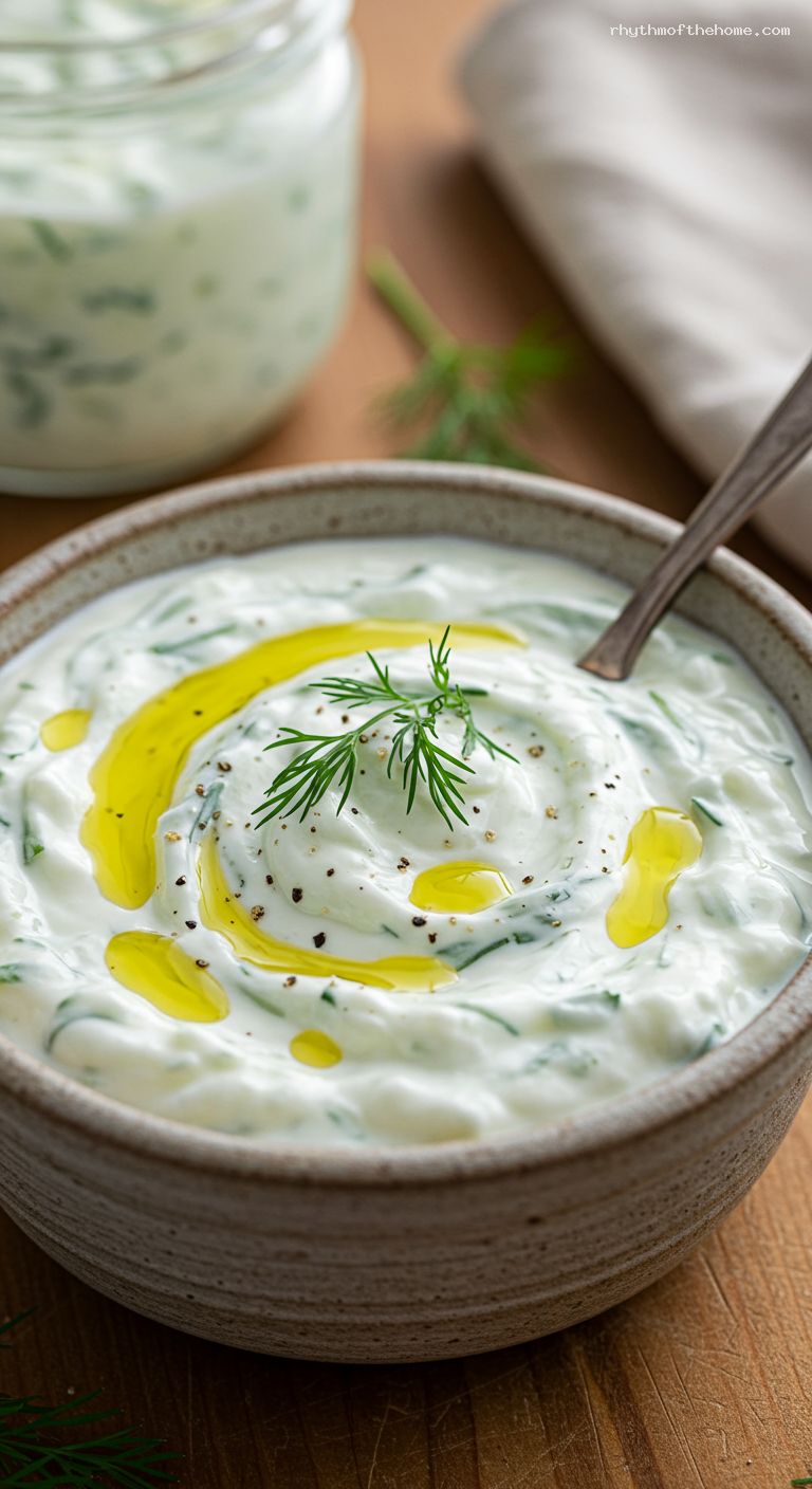 Cool and Tangy Tzatziki Sauce – Closeup