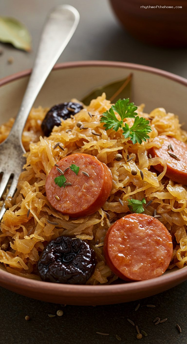 Cozy Bigos: Polish Hunter’s Stew with Sauerkraut and Meats – Closeup