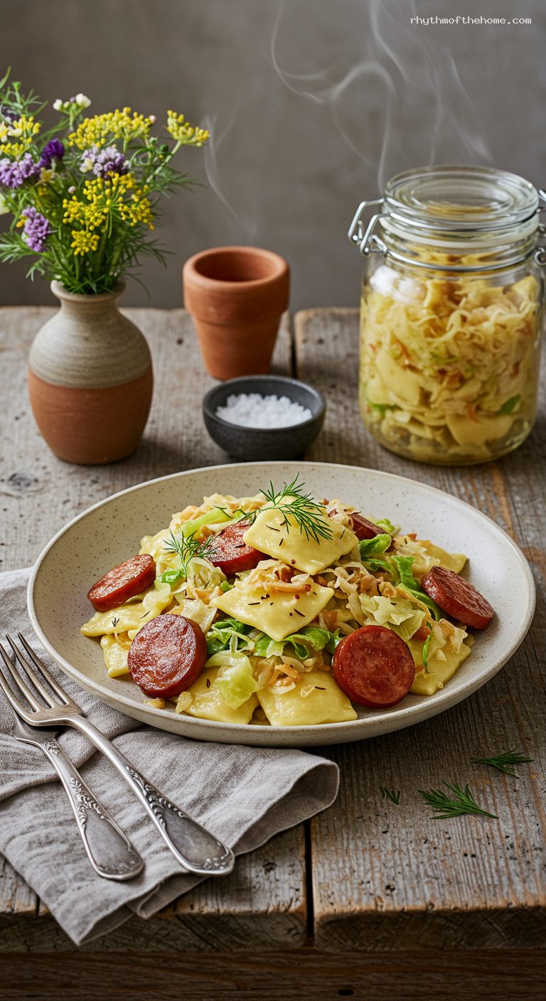 Cozy Skillet Kiełbasa with Cabbage, Noodles, and Caraway