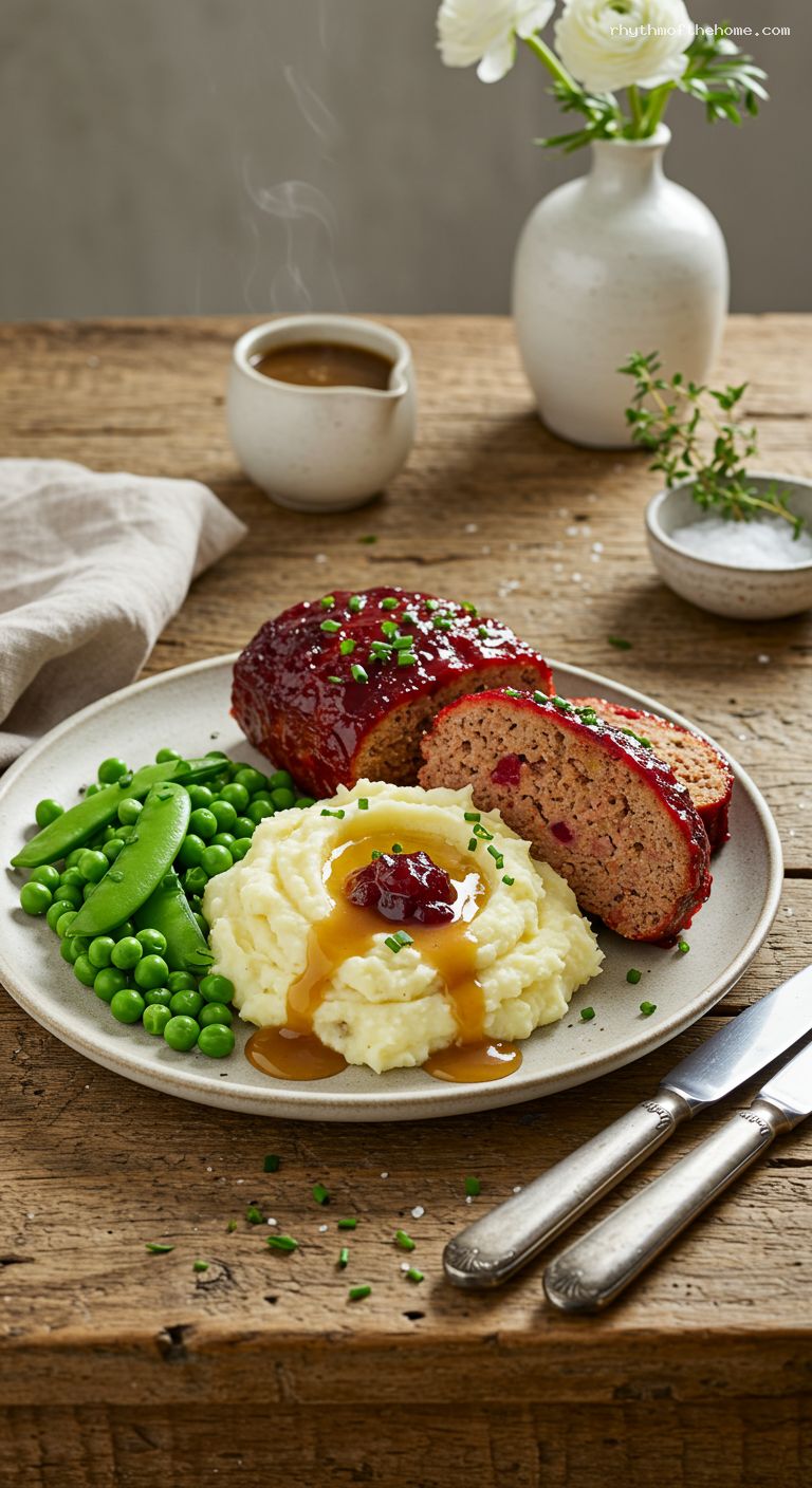 Cranberry-Balsamic Turkey Meatloaf with Garlic Mash and Gravy
