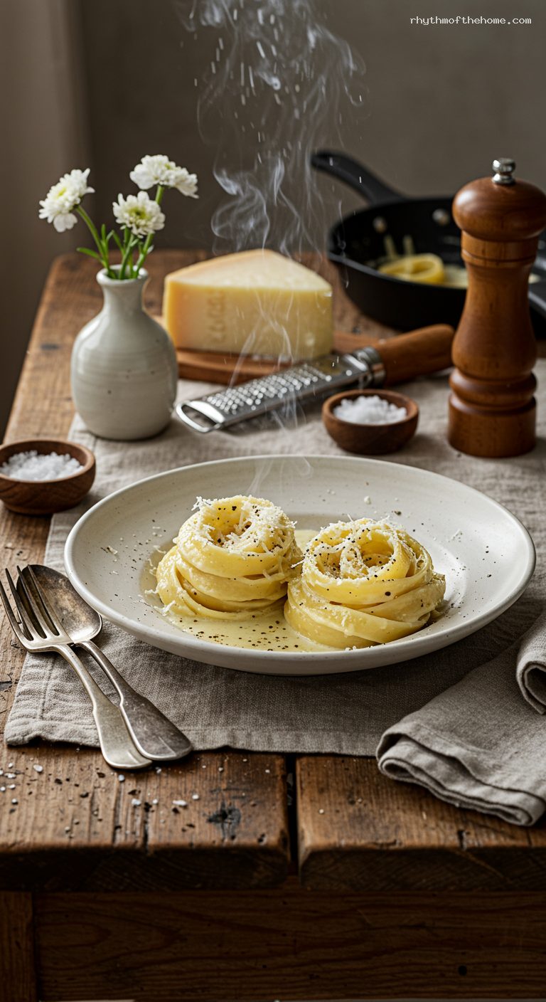 Creamy Cacio e Pepe with Pecorino and Black Pepper