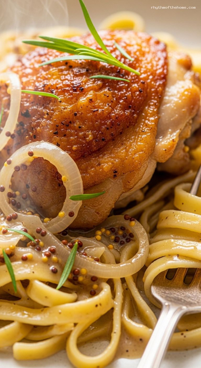 Creamy Dijon Mustard Chicken with Tarragon – Closeup