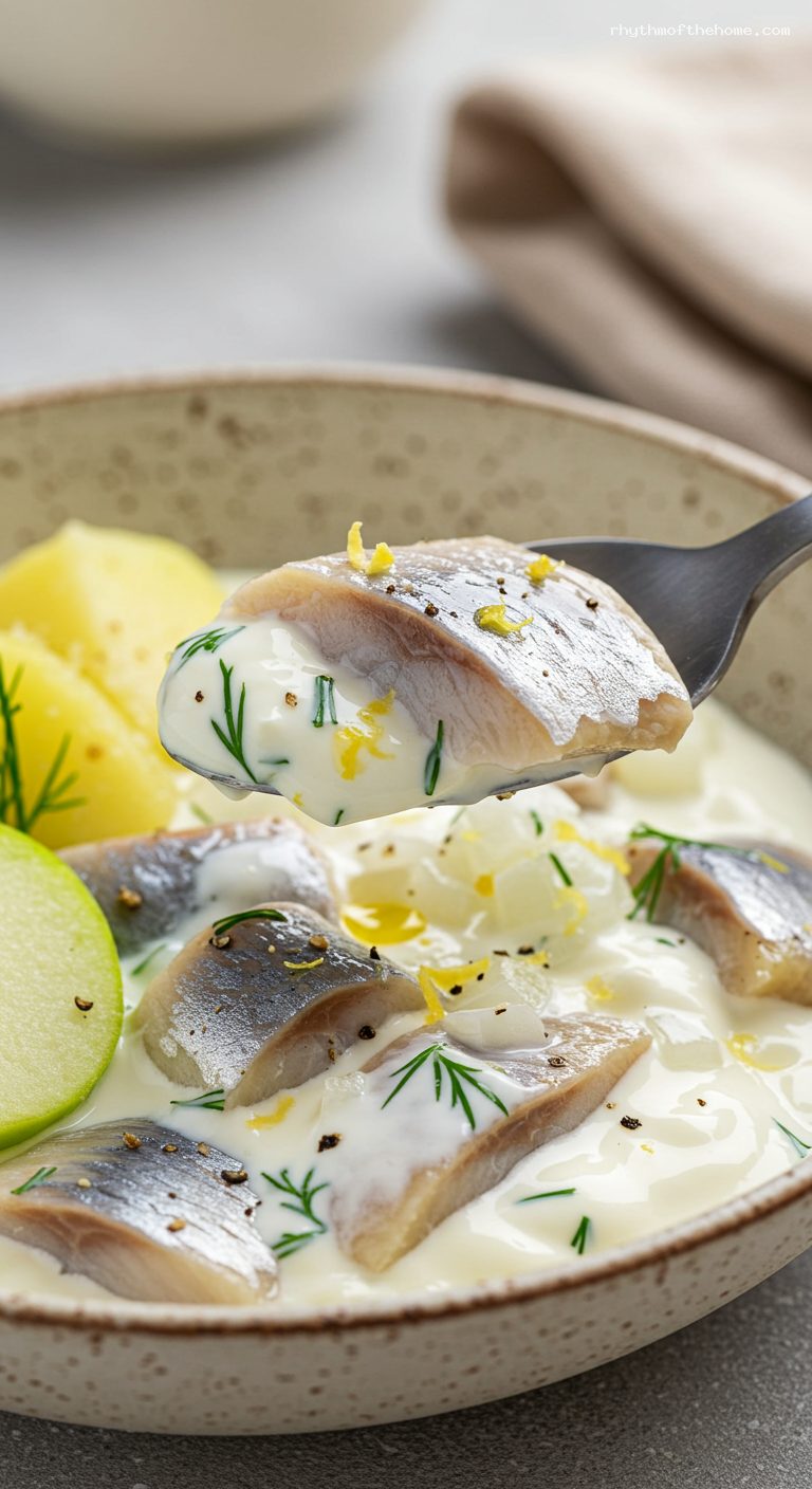 Creamy Herring with Apple, Onion, and Dill – Closeup