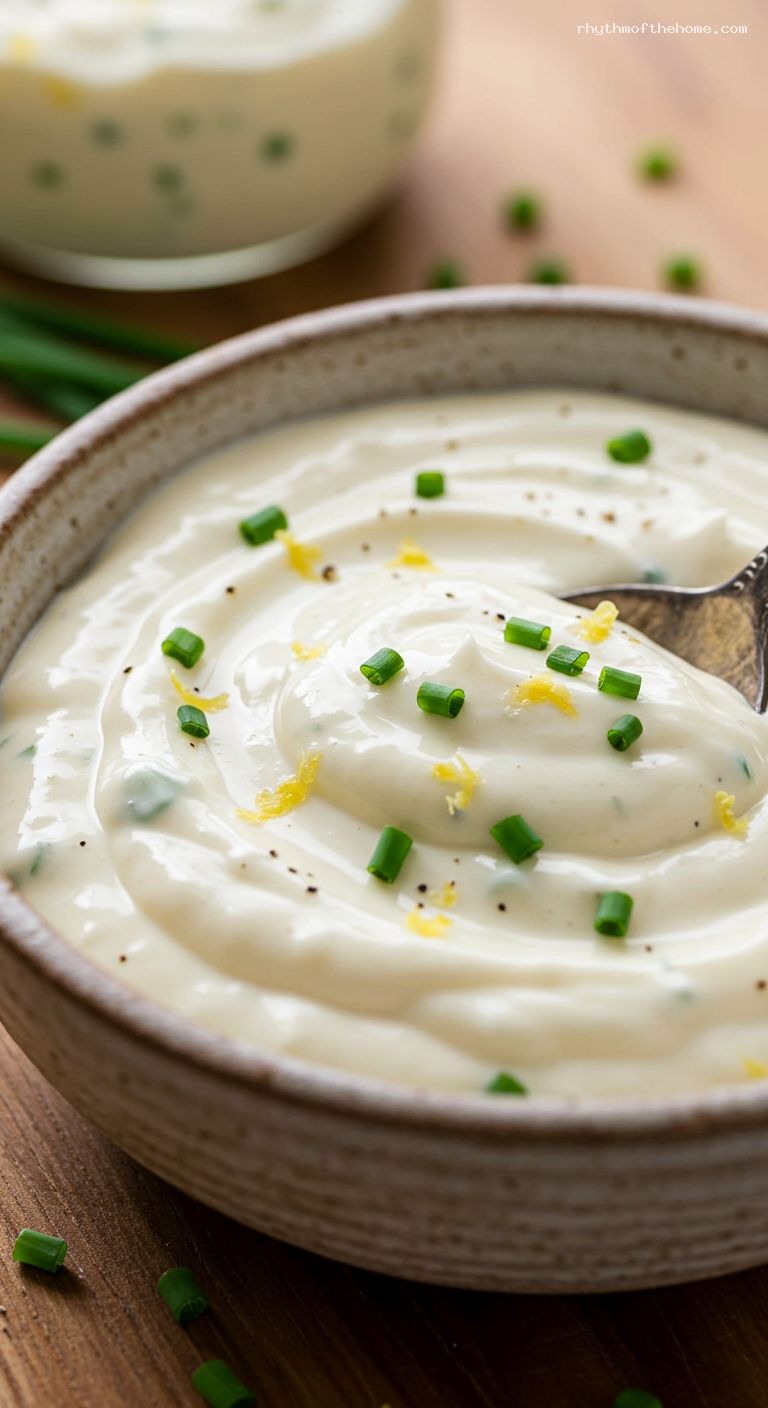 Creamy Horseradish-Chive Sauce – Closeup